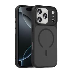 iPhone 17 Pro uyumlu MagSafe Kılıf Mat Arka Yüzey Kamera Çıkıntılı Darbe Emici Kapak Siyah