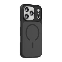 iPhone 17 Pro uyumlu MagSafe Kılıf Mat Arka Yüzey Kamera Çıkıntılı Darbe Emici Kapak Siyah