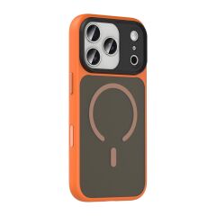 iPhone 17 Pro uyumlu MagSafe Kılıf Mat Arka Yüzey Kamera Çıkıntılı Darbe Emici Kapak Turuncu