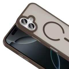 iPhone 17 Air uyumlu MagSafe Kılıf Mat Arka Yüzey Darbe Emici Kapak Çöl Titanyum