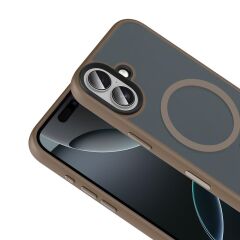 iPhone 17 uyumlu MagSafe Kılıf Mat Arka Yüzey Kamera Çıkıntılı Darbe Emici Kapak Çöl Titanyum