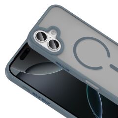 iPhone 17 Air uyumlu MagSafe Kılıf Mat Arka Yüzey Darbe Emici Kapak Gri