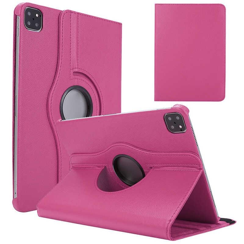 iPad Pro 12.9 5. Nesil 2021 M1 Uyumlu Kılıf 360° Dönebilen Akıllı Kapak Standlı Smart Uyku Modlu Pembe