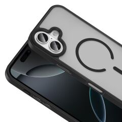 iPhone 17 Air uyumlu MagSafe Kılıf Mat Arka Yüzey Darbe Emici Kapak Siyah