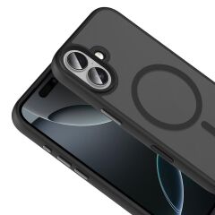 iPhone 17 uyumlu MagSafe Kılıf Mat Arka Yüzey Kamera Çıkıntılı Darbe Emici Kapak Siyah