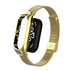 Mi Band 7 uyumlu Klipsli Hasır Metal Kordon & Kasa Koruma 2 in 1 Tel Örgü Kayış