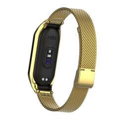 Mi Band 7 uyumlu Klipsli Hasır Metal Kordon & Kasa Koruma 2 in 1 Tel Örgü Kayış