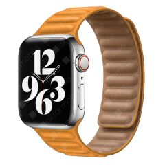 Apple Watch 10 42 mm uyumlu Manyetik Baklalı Model Kayış Mıknatıslı Suni Deri Kordon