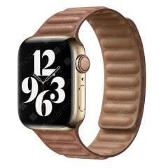Apple Watch 10 42 mm uyumlu Manyetik Baklalı Model Kayış Mıknatıslı Suni Deri Kordon