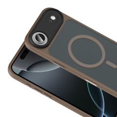 iPhone 17 Air uyumlu MagSafe Kılıf Mat Arka Yüzey Kamera Çıkıntılı Darbe Emici Kapak Çöl Titanyum