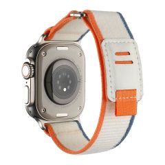 Apple Watch Ultra / Ultra 2 49 mm uyumlu Kordon Yeni Seri Trail Loop Naylon Örgü Kayış Cırt Cırtlı Beyaz - Turuncu