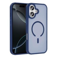 iPhone 17 uyumlu MagSafe Kılıf Mat Arka Yüzey Darbe Emici Kapak Lacivert