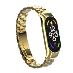 Mi Band 7 uyumlu Baklalı Model Metal Kordon & Kasa Koruma 2 in 1 Paslanmaz Çelik Kayış