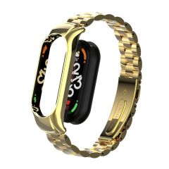 Mi Band 7 uyumlu Baklalı Model Metal Kordon & Kasa Koruma 2 in 1 Paslanmaz Çelik Kayış