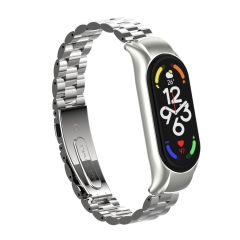 Mi Band 7 uyumlu Baklalı Model Metal Kordon & Kasa Koruma 2 in 1 Paslanmaz Çelik Kayış