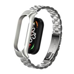Mi Band 7 uyumlu Baklalı Model Metal Kordon & Kasa Koruma 2 in 1 Paslanmaz Çelik Kayış
