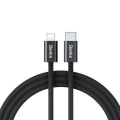 Benks D46 Type-C to Lightning PD 3.0 Örgülü Şarj ve Data Kablosu 60W 1 Metre Siyah