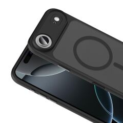 iPhone 17 Air uyumlu MagSafe Kılıf Mat Arka Yüzey Kamera Çıkıntılı Darbe Emici Kapak Siyah