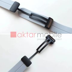 Samsung Gear Sport Silikon Kordon Magnetik D Tokalı Spor Kayış Mıknatıslı Toka Lila