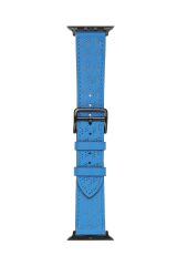 Apple Watch 7 6 SE 5 4 3 2 1 - 41 / 40 / 38 mm uyumlu Suni Deri Kordon Kayış Watch Band / Strap Mavi