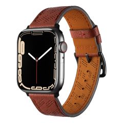 Apple Watch 7 6 SE 5 4 3 2 1 - 41 / 40 / 38 mm uyumlu Suni Deri Kordon Kayış Watch Band / Strap Mürdüm