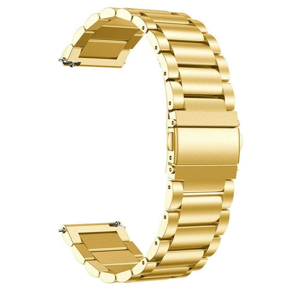 Huawei Watch GT 3 SE 46 mm Uyumlu Metal Kordon Premium Paslanmaz Çelik Kayış Baklalı Model Gold