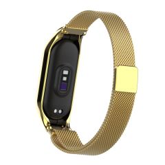 Mi Band 7 uyumlu Mıknatıslı Hasır Metal Kordon & Kasa Koruma 2 in 1 Tel Örgü Kayış