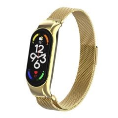 Mi Band 7 uyumlu Mıknatıslı Hasır Metal Kordon & Kasa Koruma 2 in 1 Tel Örgü Kayış
