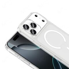 iPhone 17 Pro uyumlu Şeffaf MagSafe Kılıf Sararmayan Sert PC Kapak Kamera Çıkıntılı Şeffaf