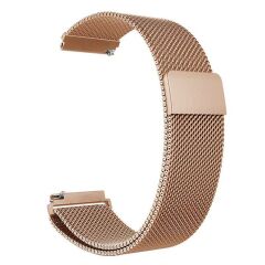 Huawei Watch GT 3 SE 46 mm Uyumlu Hasır Metal Kordon Mıknatıslı Tel Örgü Kayış Rose Gold