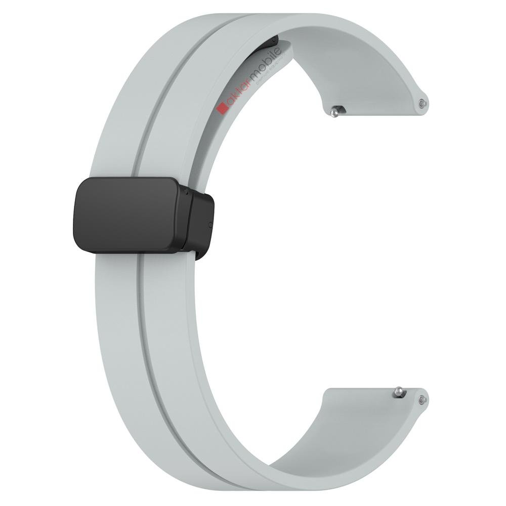 Samsung Galaxy Watch Active / Active 2 Silikon Kordon Magnetik D Tokalı Spor Kayış Mıknatıslı Toka Gri