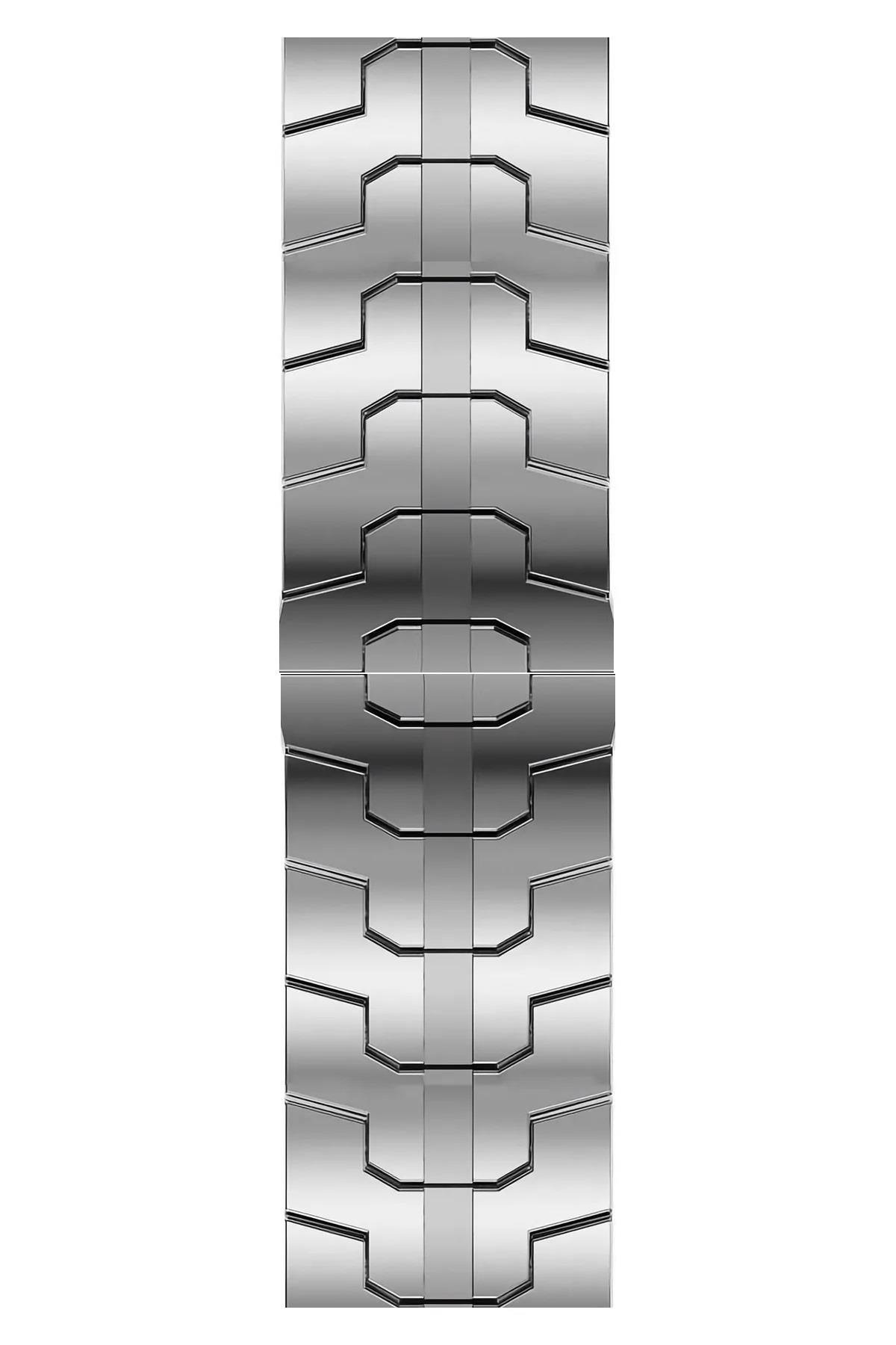 Apple Watch Ultra 49 mm uyumlu Metal Kordon Premium Paslanmaz Çelik Kayış Şık & Agresif Tasarım Gümüş