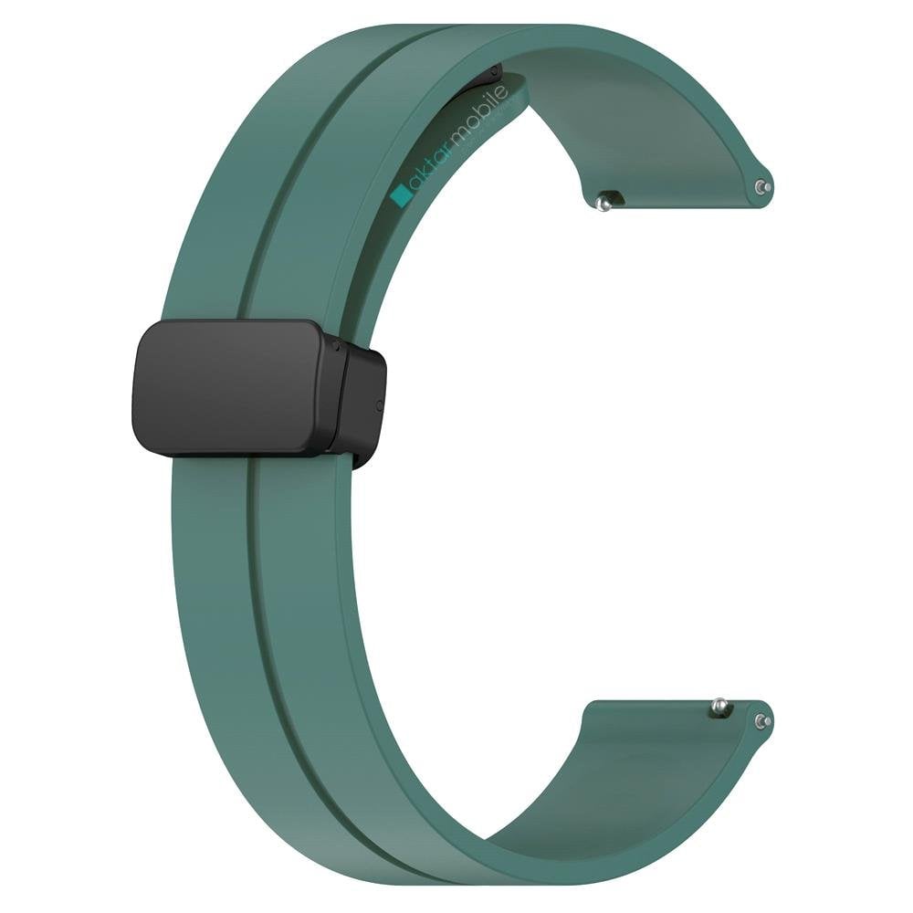 Samsung Galaxy Watch Active / Active 2 Silikon Kordon Magnetik D Tokalı Spor Kayış Mıknatıslı Toka Koyu Yeşil