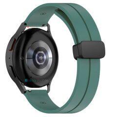 Samsung Galaxy Watch Active / Active 2 Silikon Kordon Magnetik D Tokalı Spor Kayış Mıknatıslı Toka Koyu Yeşil