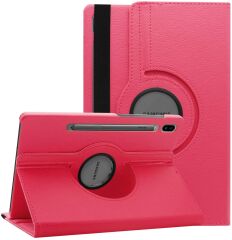 Samsung Galaxy Tab S8+ Plus 12.4'' uyumlu Kılıf 360° Dönebilen Akıllı Kapak Standlı Smart Uyku Modlu Pembe
