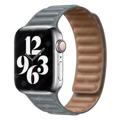 Apple Watch 9 45 mm uyumlu Manyetik Baklalı Model Kayış Mıknatıslı Suni Deri Kordon Beyaz