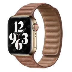 Apple Watch 9 45 mm uyumlu Manyetik Baklalı Model Kayış Mıknatıslı Suni Deri Kordon Beyaz
