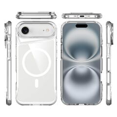 iPhone 17 Air uyumlu Şeffaf MagSafe Kılıf Silikon Kapak Yükseltilmiş Kenarlar Darbe Emici Koruma