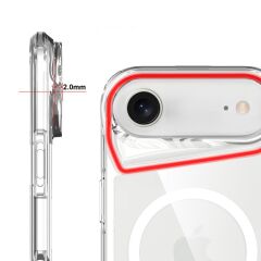 iPhone 17 Air uyumlu Şeffaf MagSafe Kılıf Silikon Kapak Yükseltilmiş Kenarlar Darbe Emici Koruma