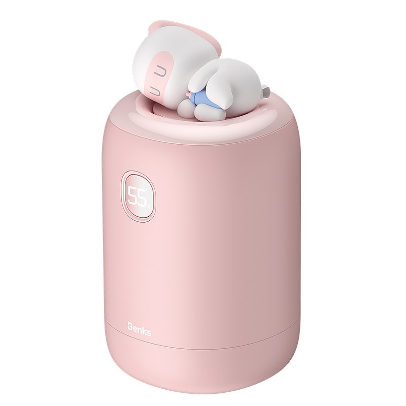 Benks NS03 Dijital Ekran El Isıtıcı Özellikli Aroma Kokulu Powerbank 15W 10000mAh Pembe