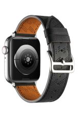 Apple Watch 8 41 mm uyumlu Suni Deri Kordon Kayış Watch Band / Strap Siyah