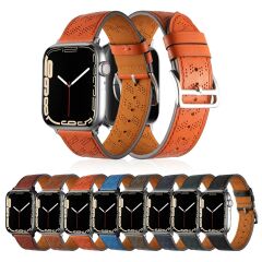 Apple Watch 8 41 mm uyumlu Suni Deri Kordon Kayış Watch Band / Strap Siyah