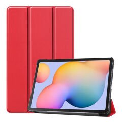 Samsung Galaxy Tab S8+ Plus 12.4'' uyumlu Kılıf Flip Akıllı Kapak Standlı Smart Cover Uyku Modlu Kırmızı