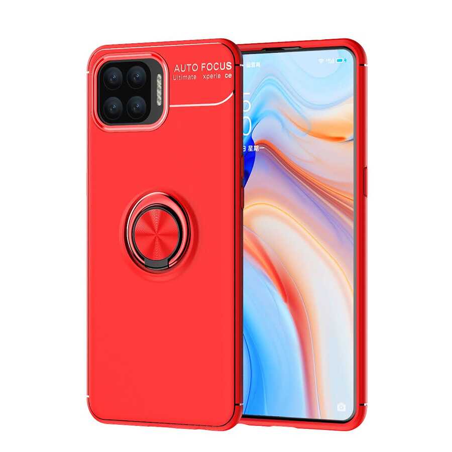 Oppo Reno 4 Lite Kılıf Zore Ravel Silikon Kapak Kırmızı