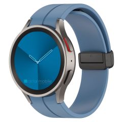 Samsung Galaxy Watch 4 Classic 42 46 mm Silikon Kordon Magnetik D Tokalı Spor Kayış Mıknatıslı Toka Mavi