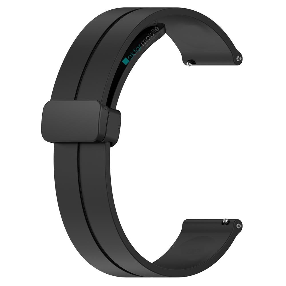 Samsung Galaxy Watch Active / Active 2 Silikon Kordon Magnetik D Tokalı Spor Kayış Mıknatıslı Toka Siyah