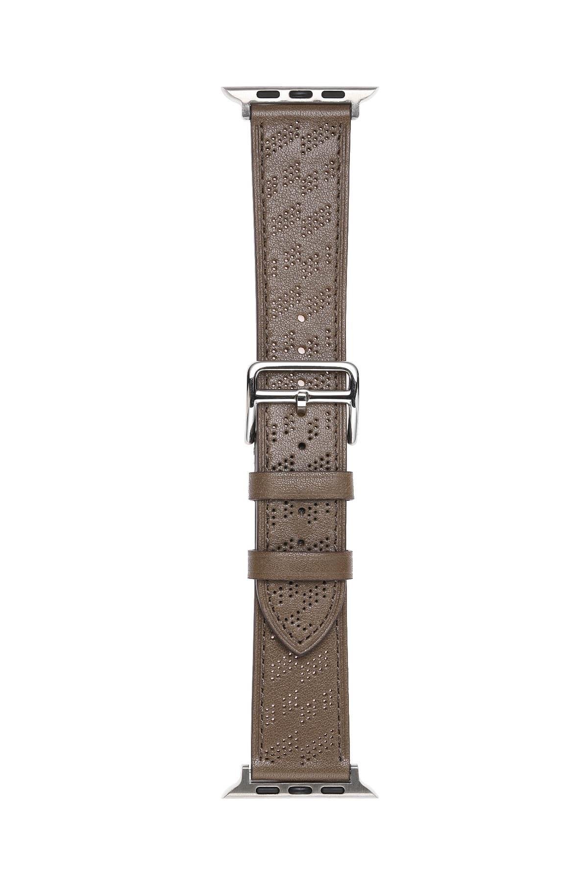 Apple Watch Ultra 49 mm uyumlu Suni Deri Kordon Kayış Watch Band / Strap Gri