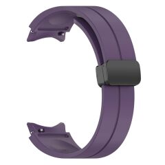 Samsung Galaxy Watch 4 Classic 42 46 mm Silikon Kordon Magnetik D Tokalı Spor Kayış Mıknatıslı Toka Mor