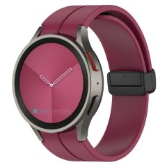 Samsung Galaxy Watch 4 Classic 42 46 mm Silikon Kordon Magnetik D Tokalı Spor Kayış Mıknatıslı Toka Mürdüm