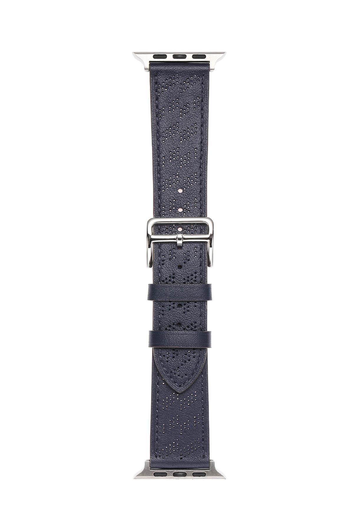 Apple Watch Ultra 49 mm uyumlu Suni Deri Kordon Kayış Watch Band / Strap Lacivert